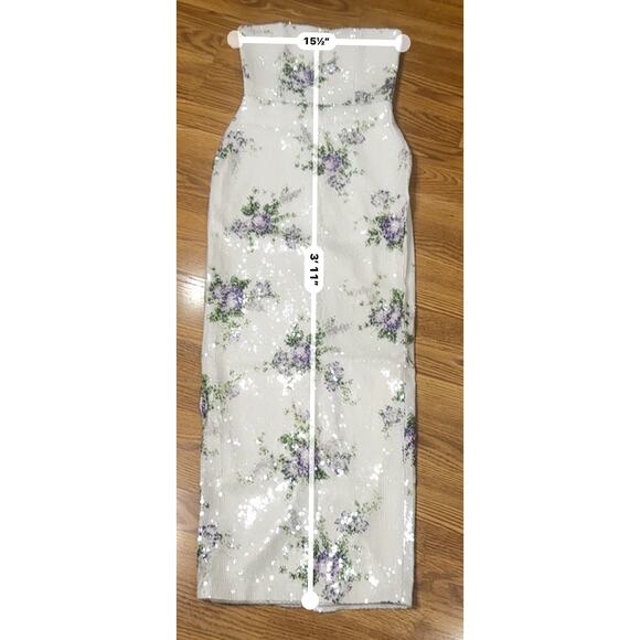 Tanner Fletcher Marilyn Floral Sequin Strapless Dress 1 / US 4-6 Evening Gown - Picture 6 of 14